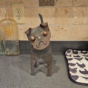 Metal Pug Dog Sculpture